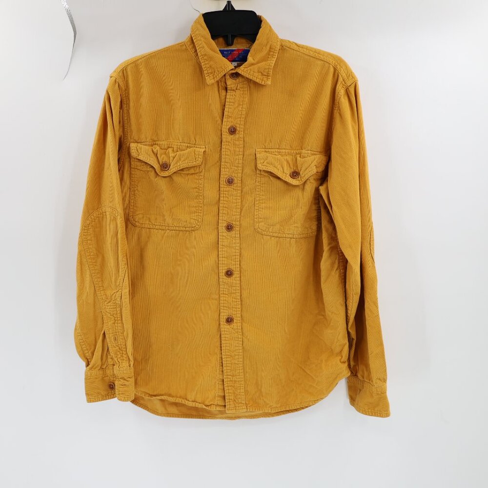 Best Made Co Shirt Mens small Yellow Corduroy Flap Pockets Workshirt Elbow Patch